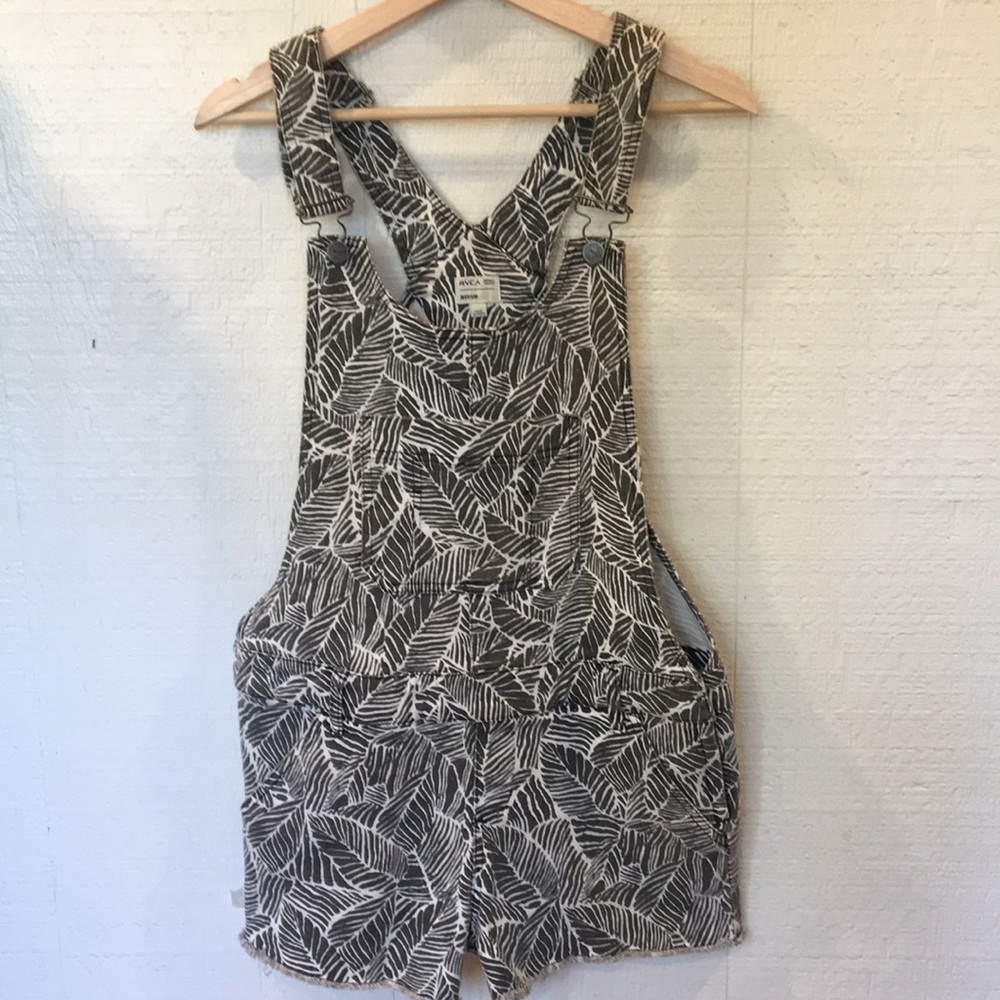 RVCA Leaf Print Short Overalls